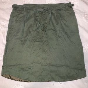 Green high waisted skirt.